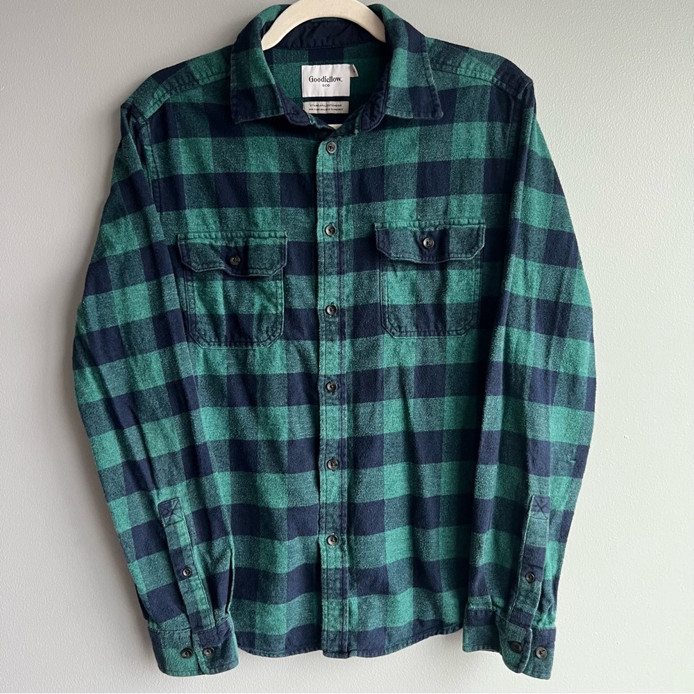 Goodfellow Green & Navy Check Flannel